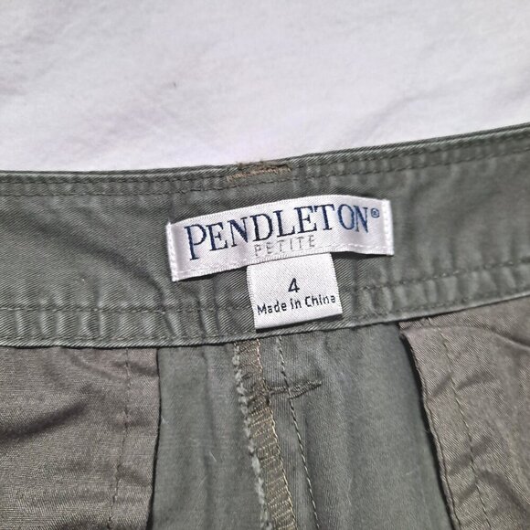 Pendleton Women’s Petite Size 4 Cropped Capri Pants Green W/ Pockets - Picture 2 of 8